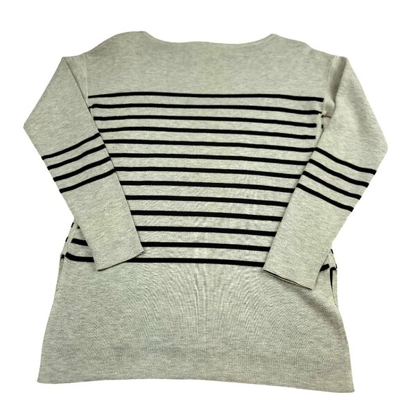 Athleta Womens XS Sweater Boatneck Striped Over Sized Black Gray High Low 591485 - Picture 7 of 9